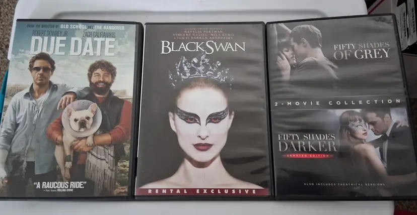 DVD Movie Collection: Due Date, Black Swan, Fifty Shades of Grey & Darker