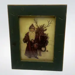 Vintage Folk Art Print Signed By Artist Norma Schneeman, 1991, 5-1/2” Wide x 6-1/2” High