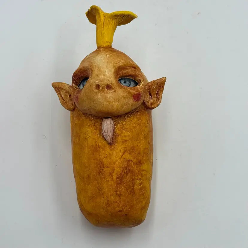 Maria Knier Sculpture Anthropomorphic Totem Fauna Yellow Orange Mythical