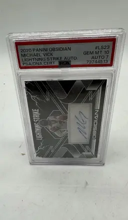 2020 Michael Vick Obsidian Lightning Strike Auto 002/100 Falcons PSA 10