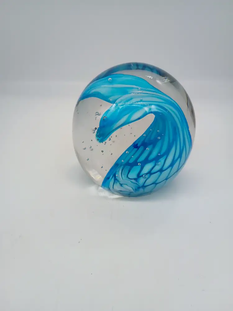 Mermaid Tail Hand Blown Art Glass Paperweight 4 inch  Diameter