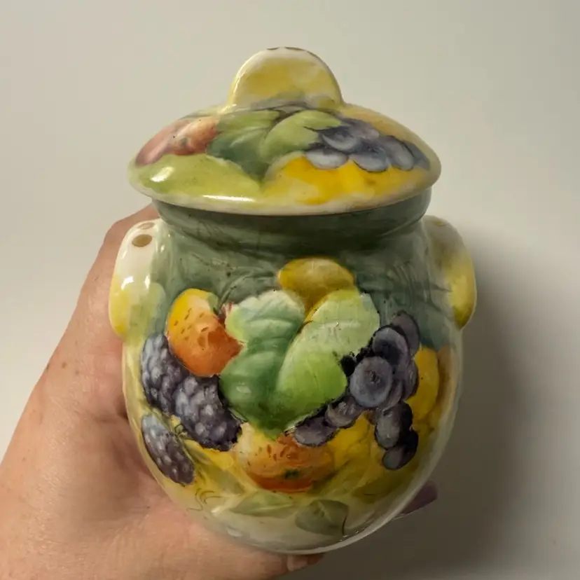 Hand Painted Fruit Crock Jam Jar