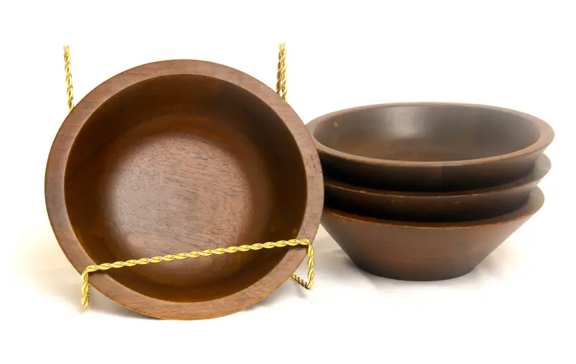 Four 7” Walnut Salad Bowls Diversified Industries Missouri