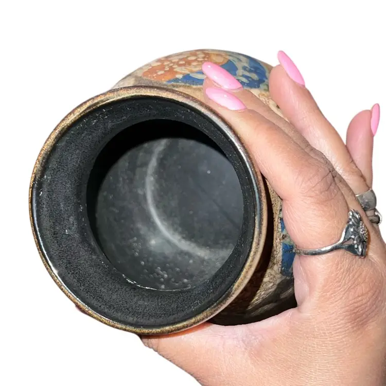 Midcentury Lapid Israel Fat Lava Vase signed