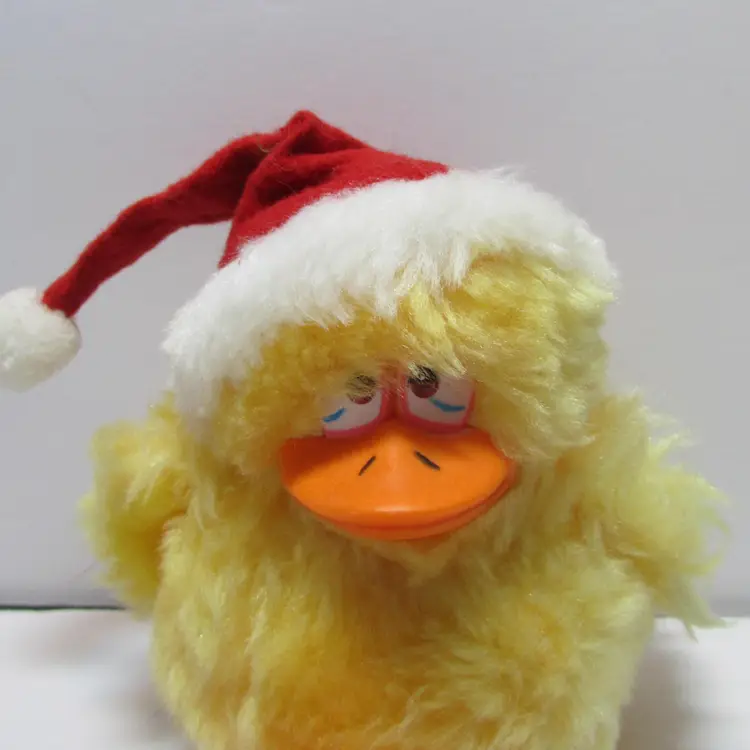 vintage Christmas Russ Berrie Lester the Looney bird stuffed animal wearing Santa hat