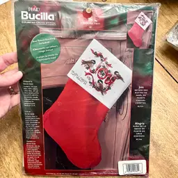 2003 Bucilla Counted Cross Stitch JOY Stocking kit Designed by Bonnie Smith