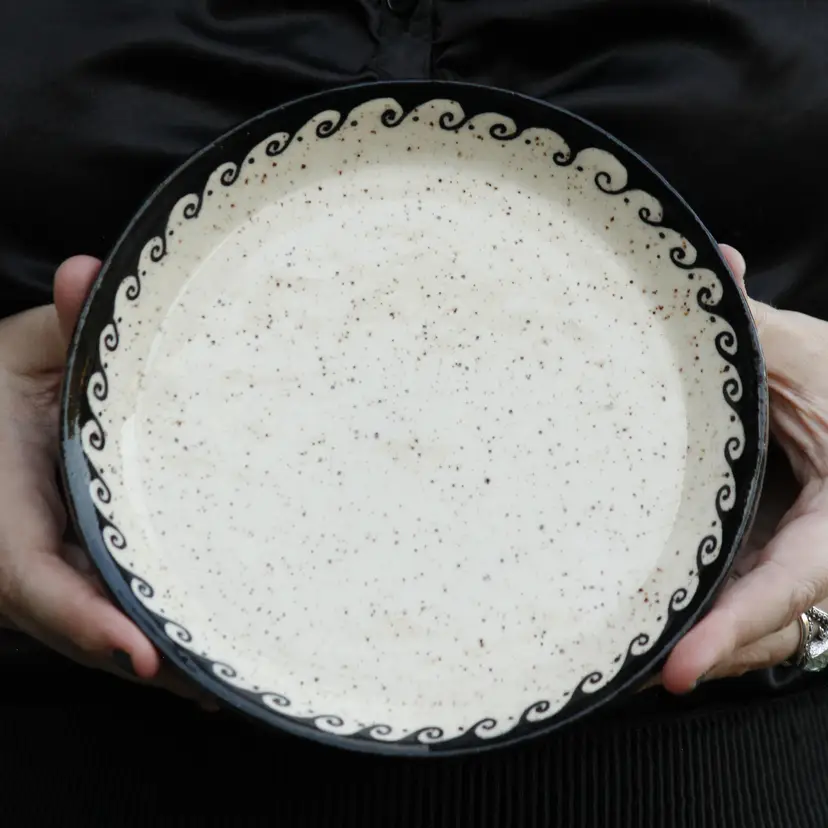 Luna's Grecian- and Hohokam-Inspired Waves Rim Dessert Plate, 7.5" width