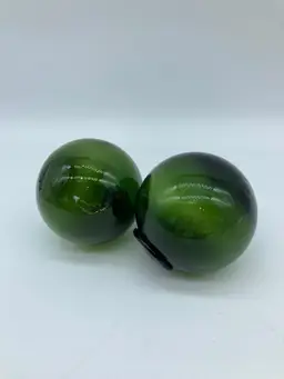 2 Small Green Glass Floats