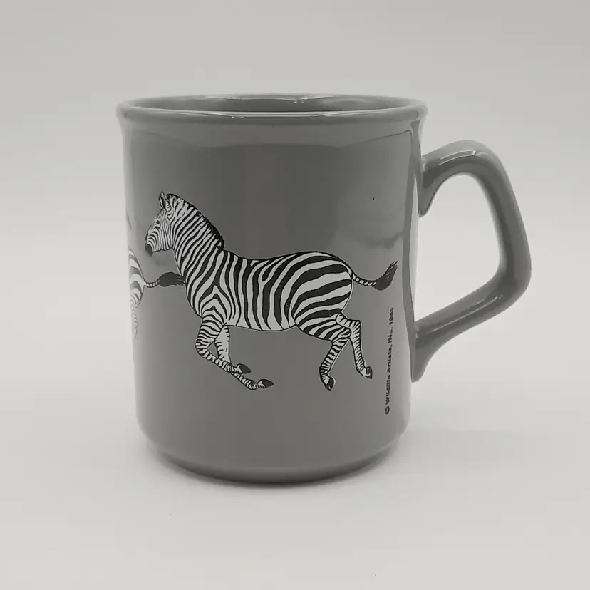 Vintage Zebra Mug Gray Wildlife Artist, Inc 1985 Made in England