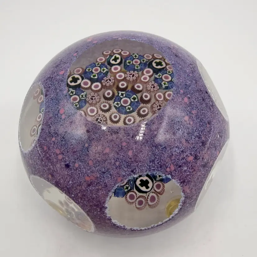 Heron Glass Studio Amazing Faceted Window Millifiori Paperweight 1998