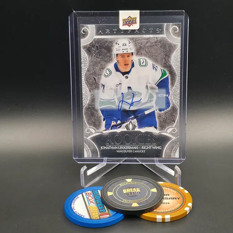Jonathan Lekkerimaki Rookie Auto 2024-25 Upper Deck Artifacts Hockey Silver Rookie Auto Redemption Card #XVII - Vancouver Canucks