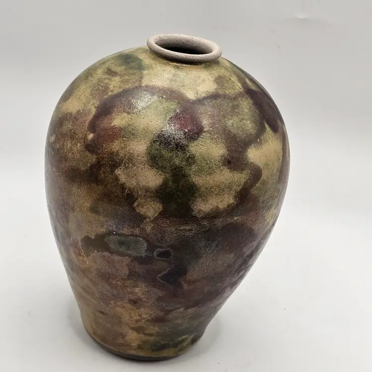 Studio Art Pottery Vase Signed G VanDyke oil spill 5"