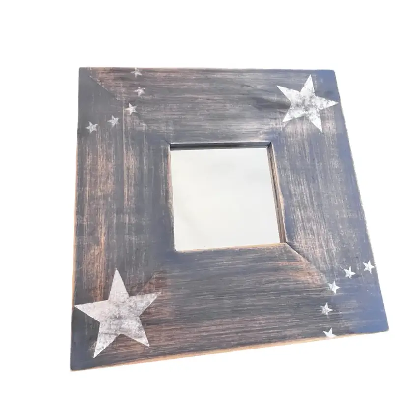 17 Upcycled Blue Fourth Of July Patriotic Americana Wall Mirror Hanging 12 Inch