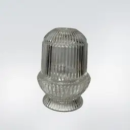 Vintage Homco Ribbed Glass Fairy Lamp 6.5in