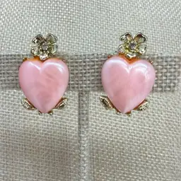 Vintage Pink Thermoset Heart Clip Earrings