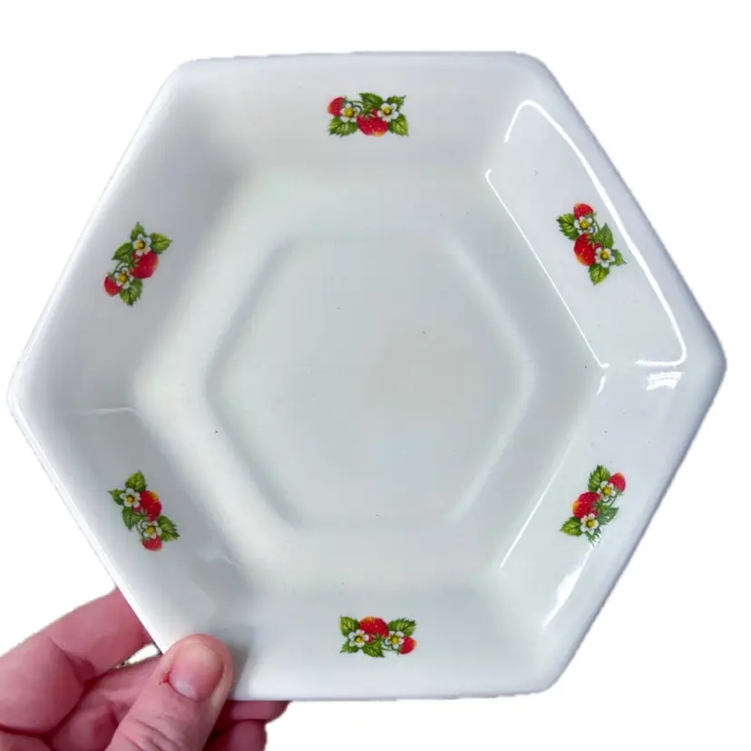 Vintage Strawberry And Daisy Ceramic Candy Dish Handmade 1980s Retro Rockabilly