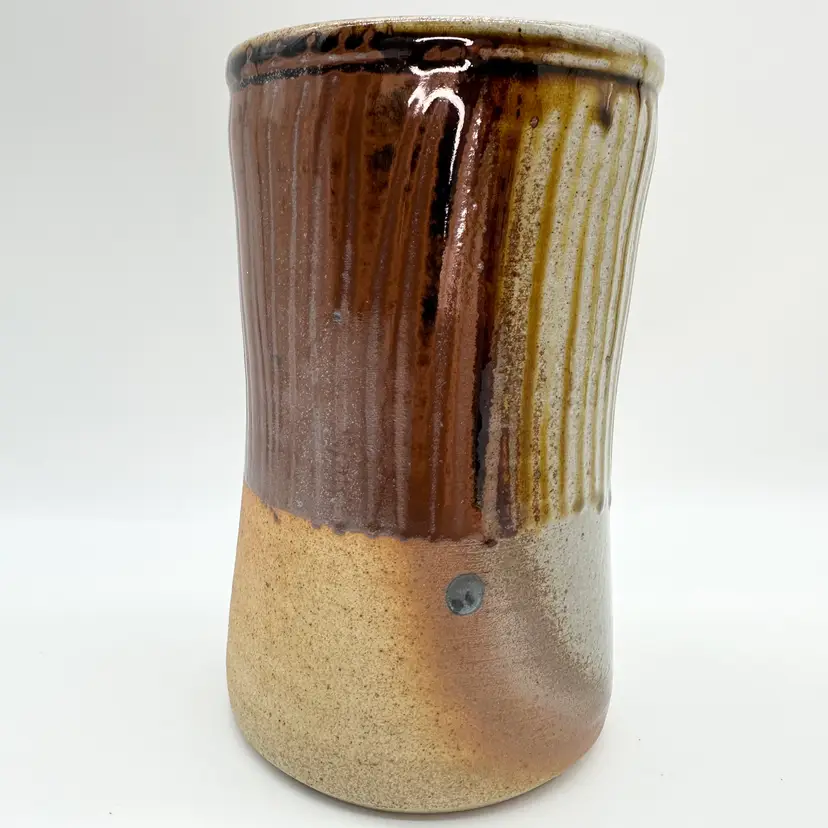 Buck Studio Art Pottery Gruene Texas Vase Utensil Holder 7"