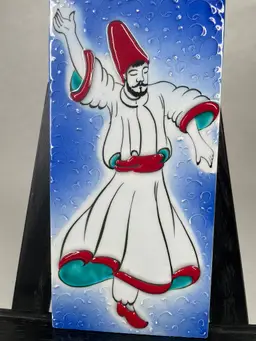 Whirling Dervish Mevlevi Order Sufi Tradition Spinning Dancer Hand Painted Decorative Tile