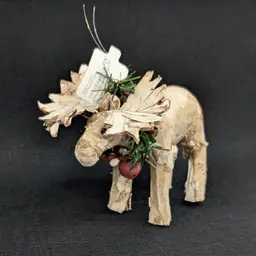 Vintage Department 56 Birch Bark Moose Figurine Ornament Rustic Cabin Decor 5x4"