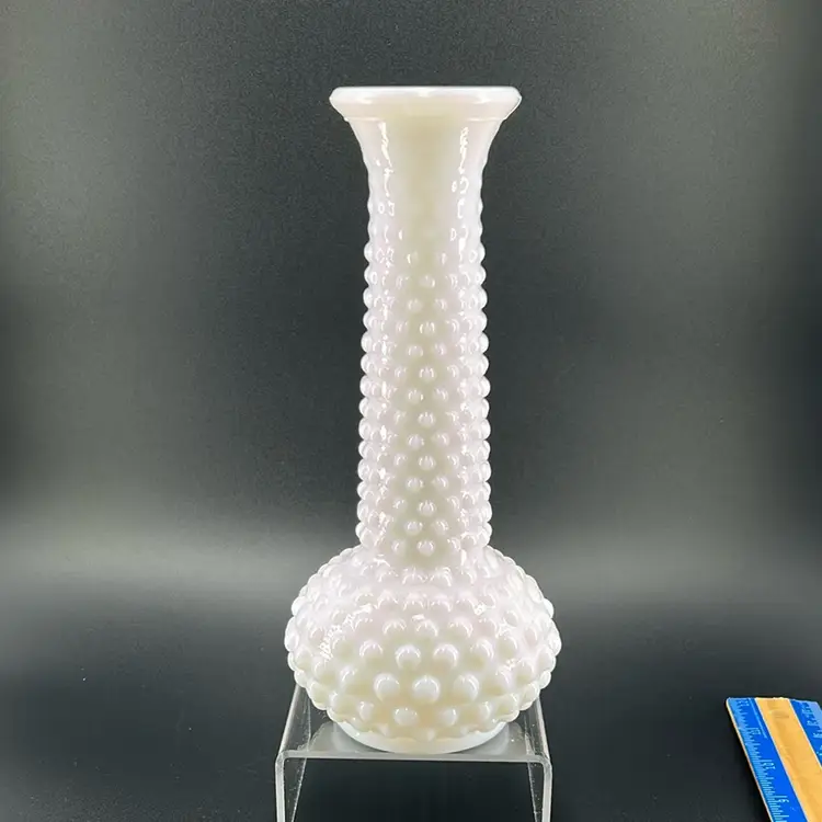 Vintage E.O. Brody Milk glass Hobnail Vase