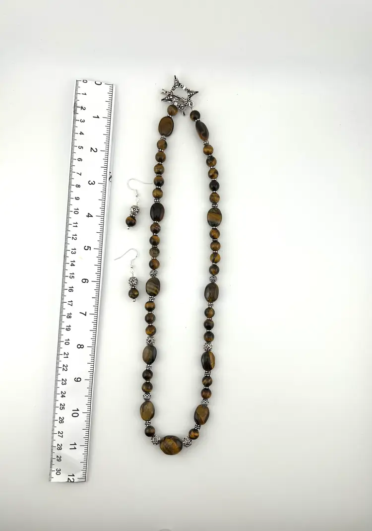 Tiger’s Eye and Silver Necklace and Earring Set Made By Me