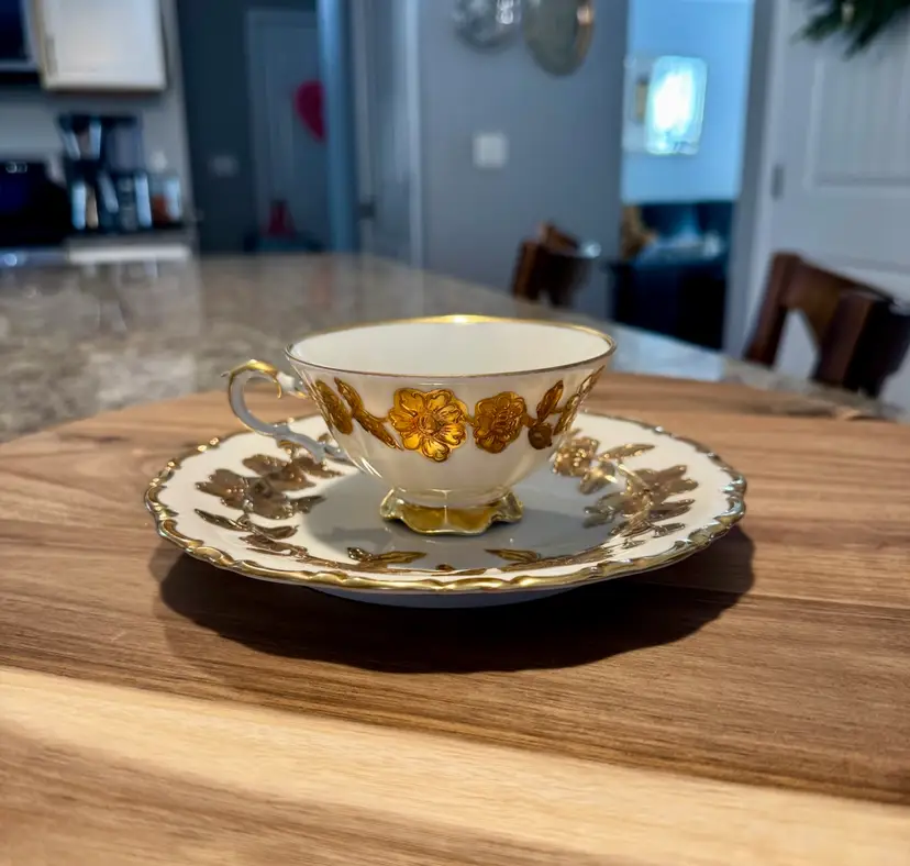 Vintage 22 Karat Gold Tea Cup and Dessert Plate
