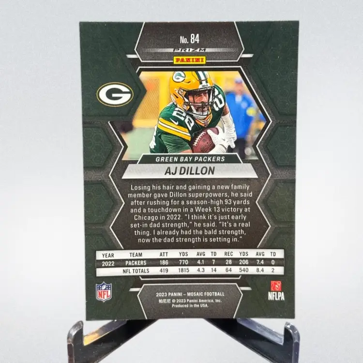AJ DILLON 2023 PANINI MOSAIC NFL RED SPARKLE PRIZM SSP GREEN BAY PACKERS