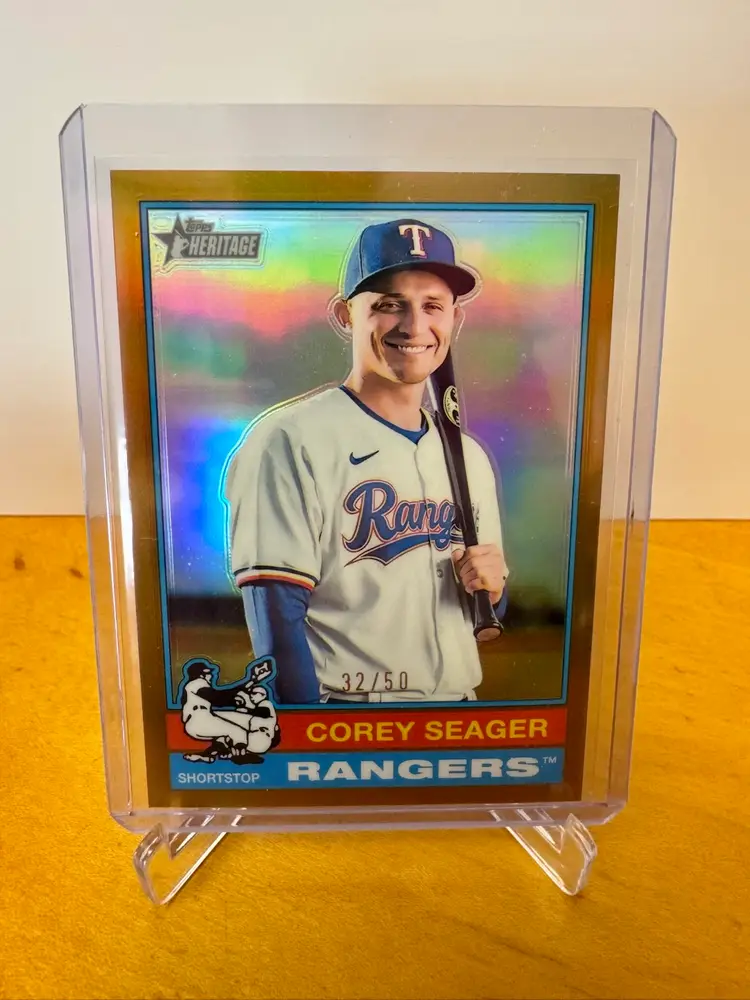 Corey Seager 2025 Topps Heritage Chrome Gold Refractor /50 - Texas Rangers