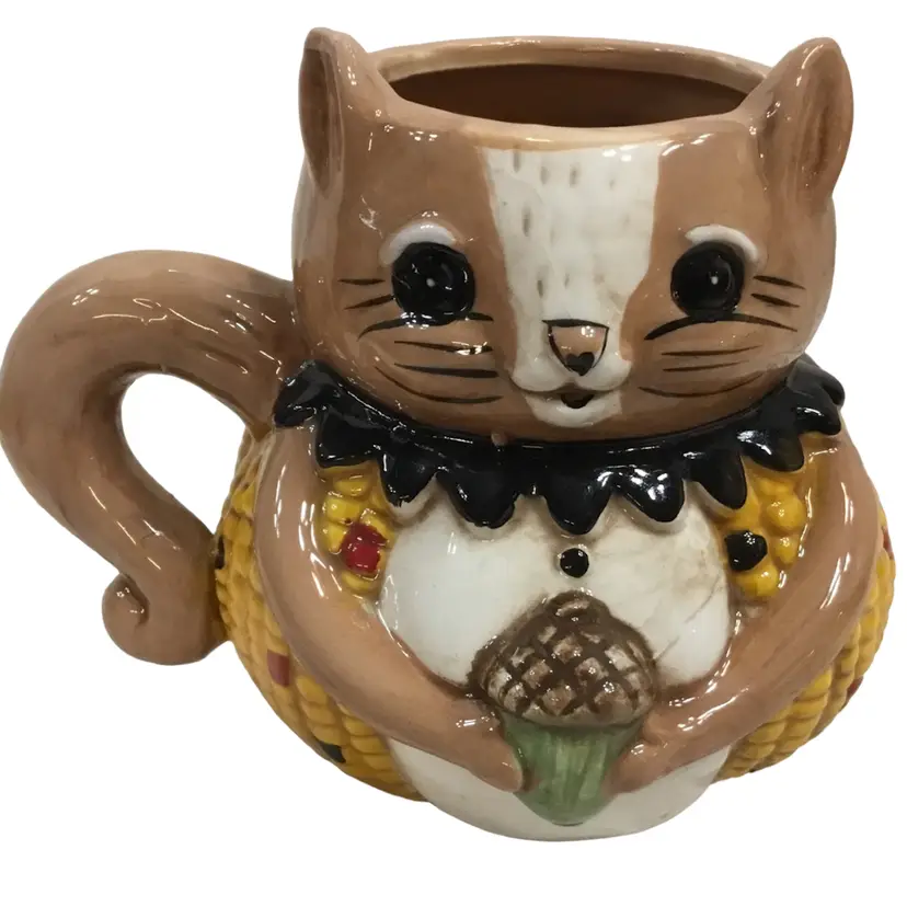 Johanna Parker Squirrel Corn Cob Acorn Mug Ear Has Been repainted