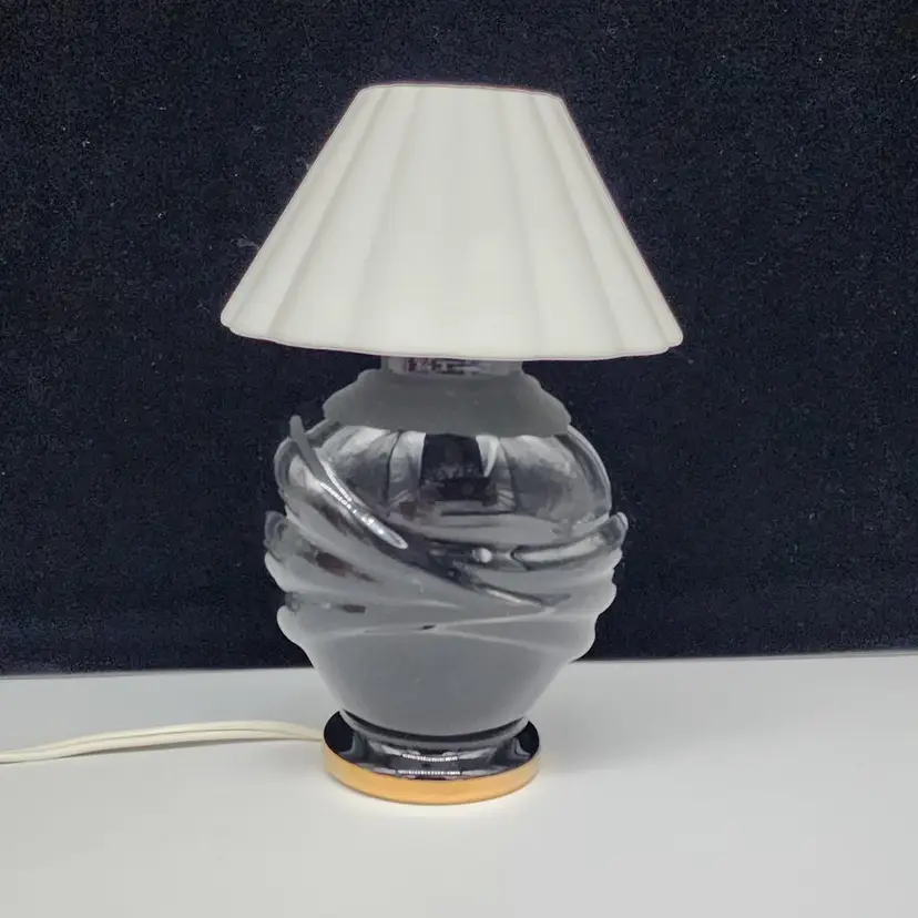 1980s Art Deco Revival Ceramic Accent Night Light Black White 7.5" Tall VTG