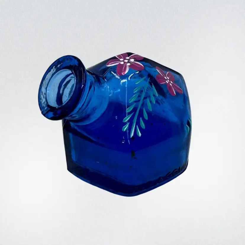 Hand Painted Cobalt Parasol Ink Well