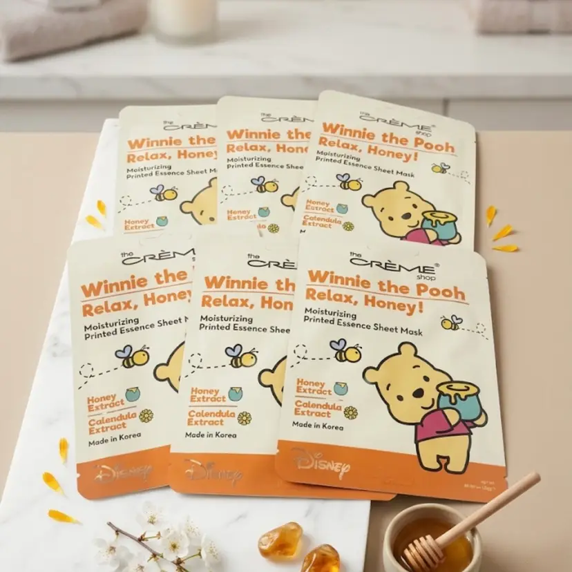 6 - Winnie The Pooh X Creme Shop Limited Collab Moisturizing Honey Extract essence Korean Beauty Face Masks