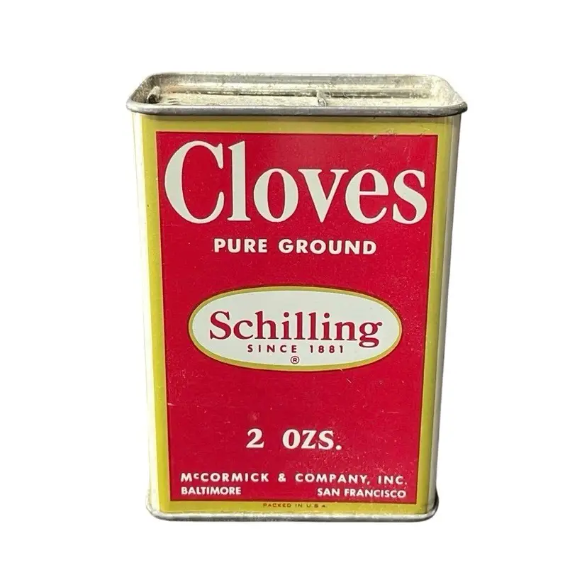 McCormick & Company Schilling Cloves Pure Ground Spice Shaker Tin VTG Kitchen