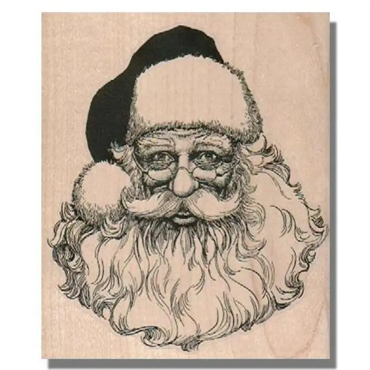 Santa Face Christmas Rubber Stamp