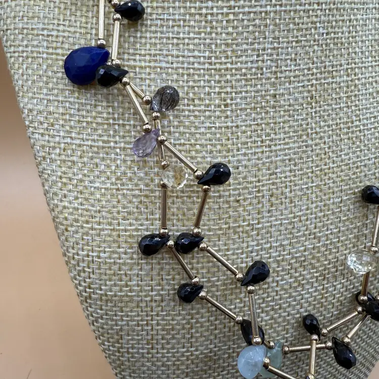 36” 10K Vermeil .925 Sterling Multi Gemstone Necklace