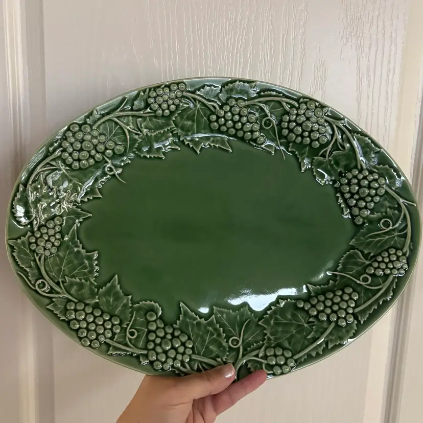 Vintage Bordallo Pinheiro Portugal Ceramic Majolica Oval Serving Platter