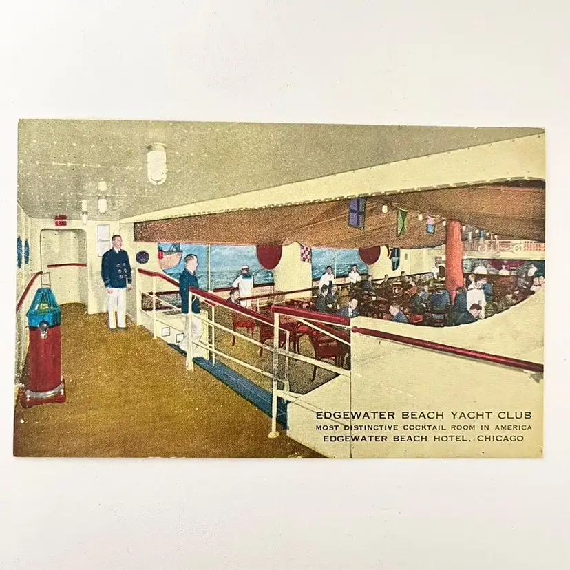 Chicago Illinois Edgewater Beach Hotel & Yacht Club Vintage Postcard 1940s Unused