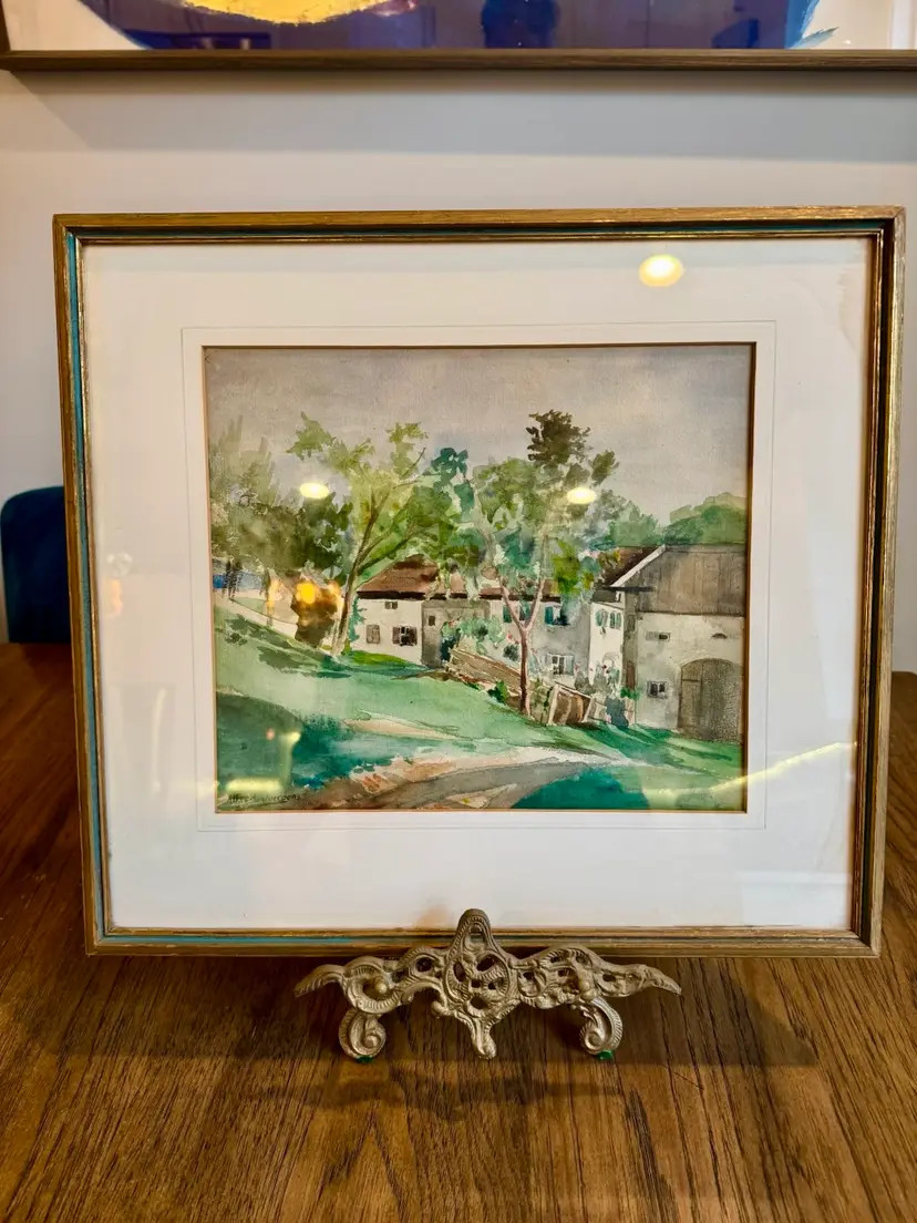 15” tall 16.5” wide Framed Watercolor by Alfred Jrergens