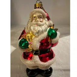 Mercury Glass Santa Claus Christmas Ornament 5” Hanging Exceptional Quality