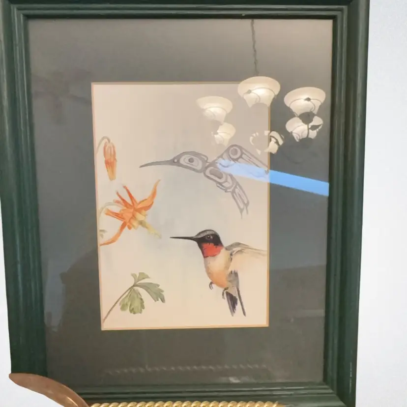 Hummingbird Print With Tribal Art 9x12” Frame