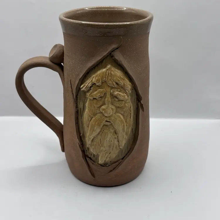 Bearded Face Hand Thrown Pottery Mug