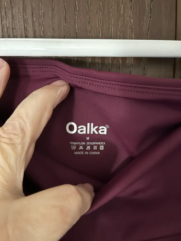 Share Oalka Womens Medium High Rise Biker Shorts Burgundy Pocket Athletic Compression