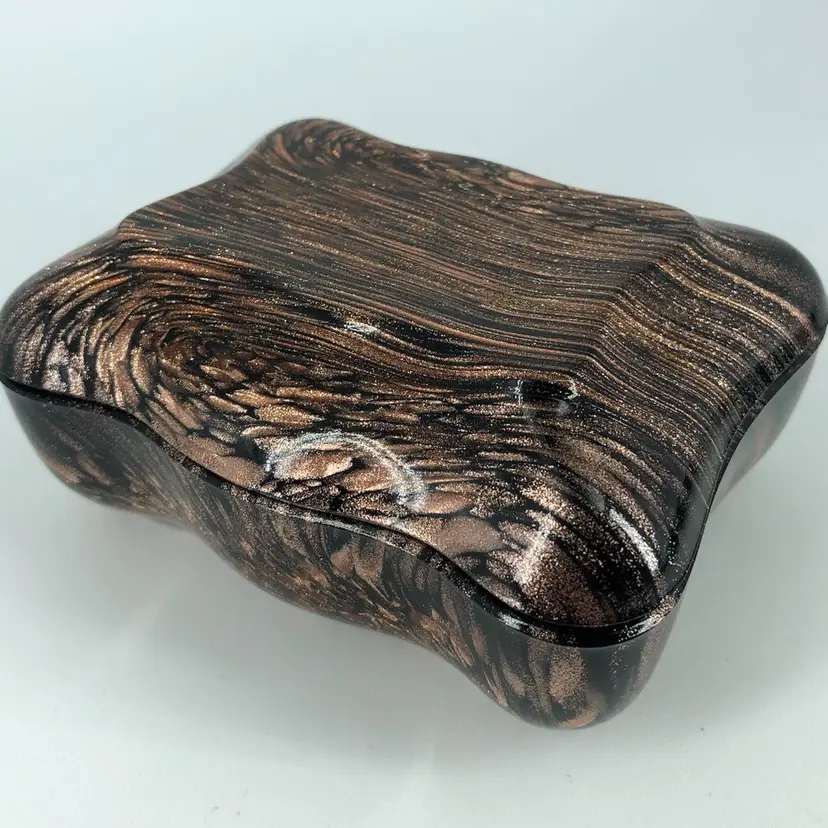 Hand-Blown Art Glass Murano V. Nason & Co Italian Copper Aventurine Trinket Box