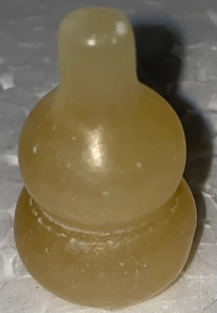 #01 Just In, In Time For Christmas- 25% Off  Carved Stone Yellow Gourd Front And Back Photos (was $6) 1.75" X .50"