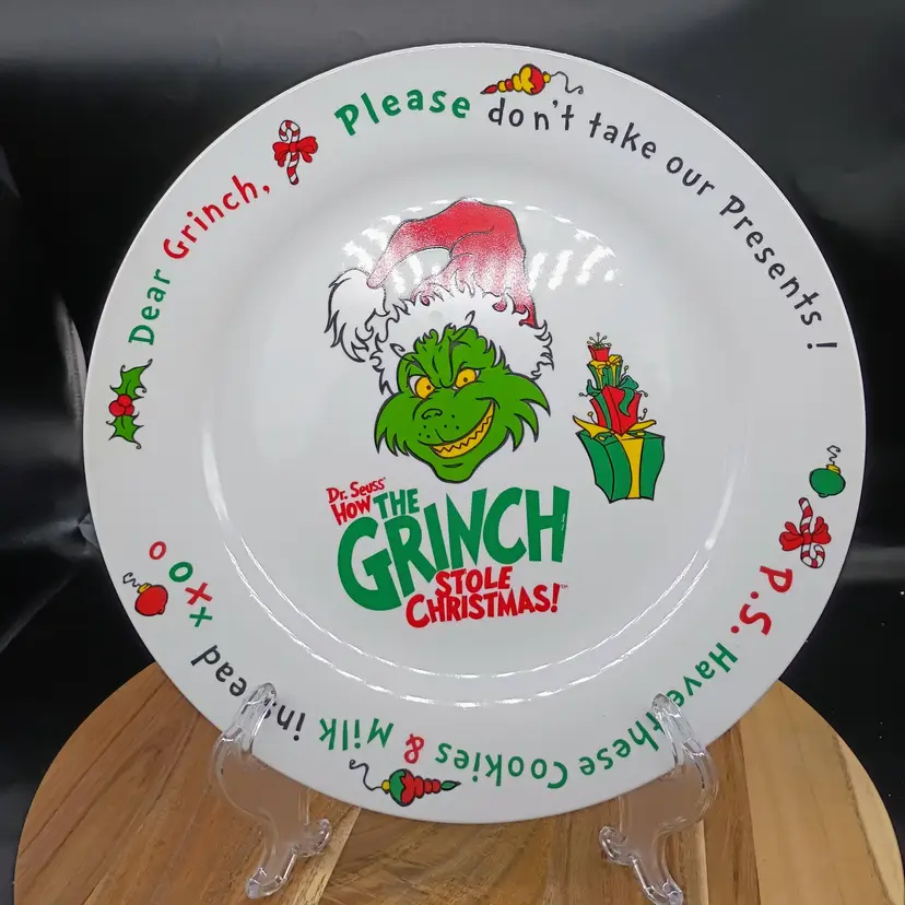 Dr Seuss The Grinch Whobilation Cookie Plate Platter Universal Studios 12" 2000.