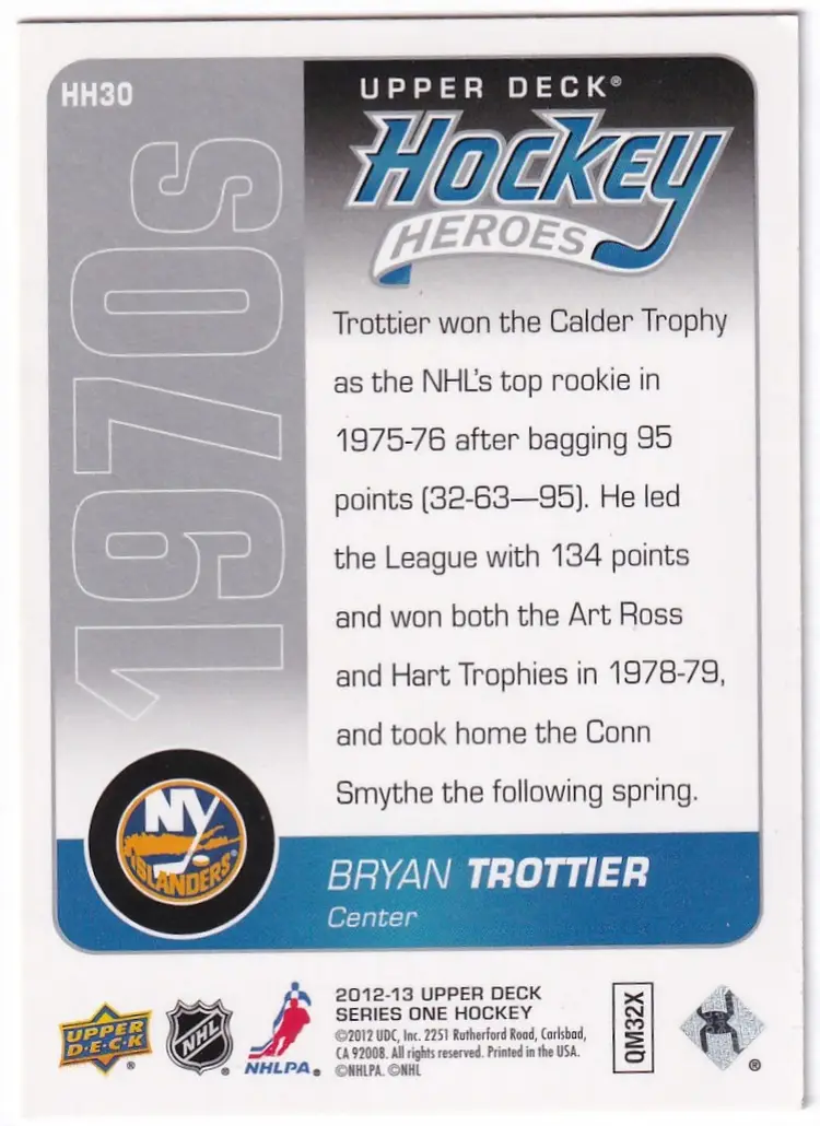 2012-13 Upper Deck Hockey Heroes #HH30 Bryan Trottier New York Islanders Hockey Card