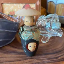 HANDPAINTED Wooden Double Headed Asian Doll