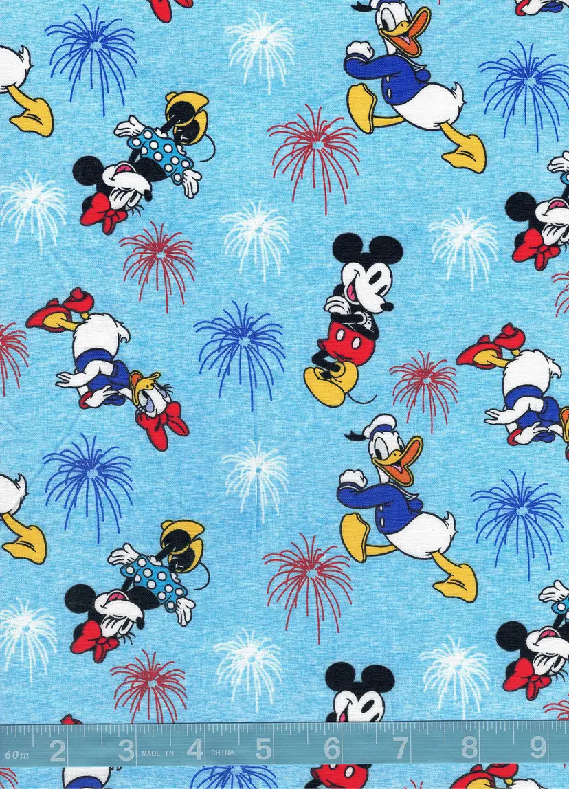 Disney Patriotic Mickey Mouse, Minnie Mouse & Friends Fireworks Quilt Cotton Fabric by the Yard – Americana Disney Fabric – Fourth of July Cotton Fabric for Quilts, Crafts & Holiday Sewing