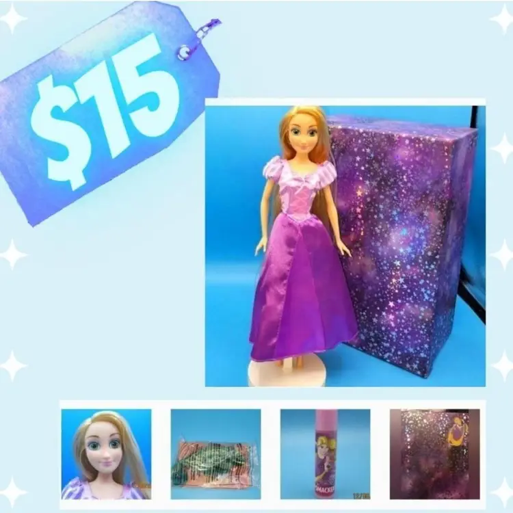 Disney Princess Repunzel Gift Set Doll Lipsmackers Ty teenie beanie NWOT