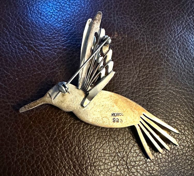 Mexico Sterling Silver 925 Hummingbird Pin Brooch